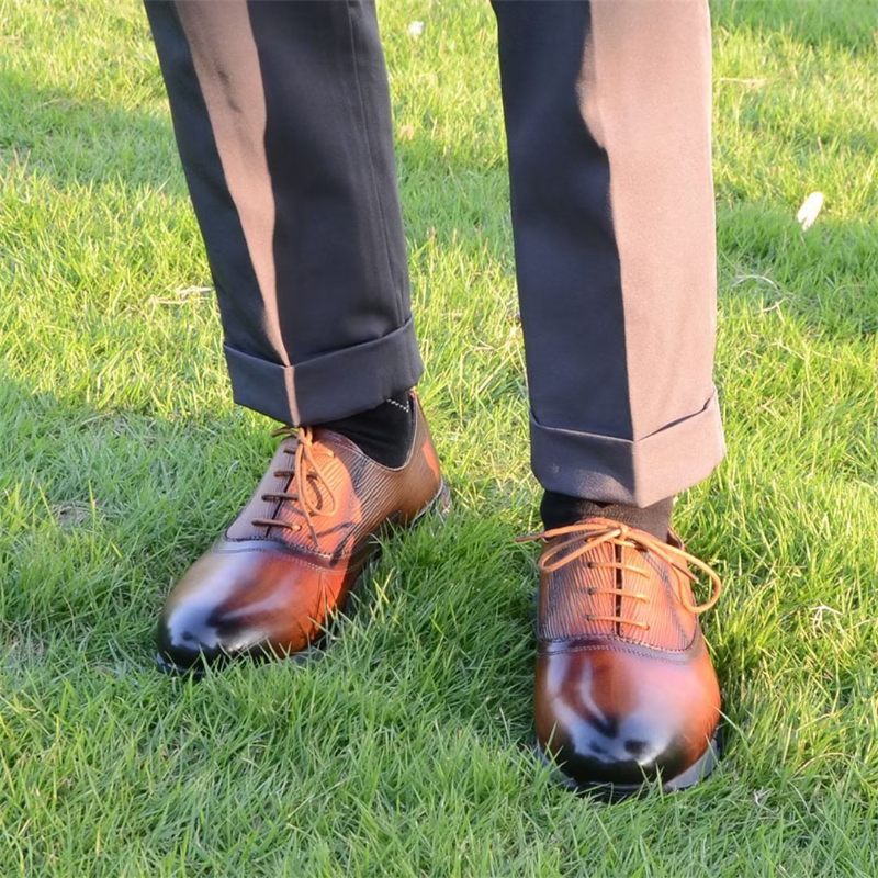 Męskie Buty Na Co Dzień Eleganckie Skórzane Sznurowane Urbanite - Brązowy