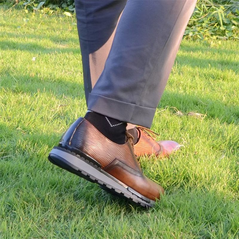 Męskie Buty Na Co Dzień Eleganckie Skórzane Sznurowane Urbanite - Brązowy