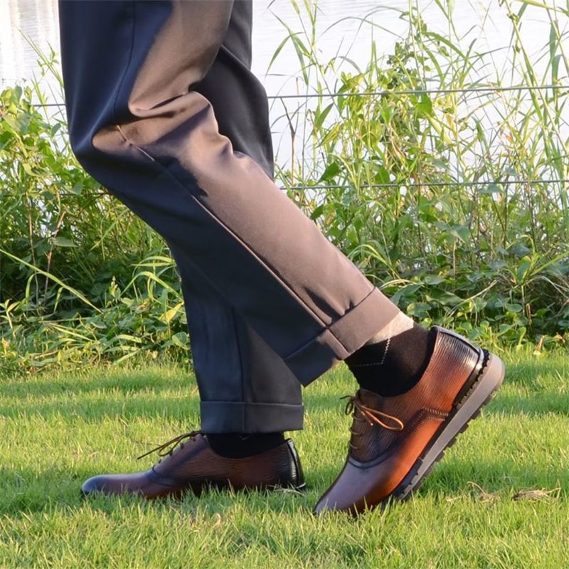 Męskie Buty Na Co Dzień Eleganckie Skórzane Sznurowane Urbanite - Brązowy