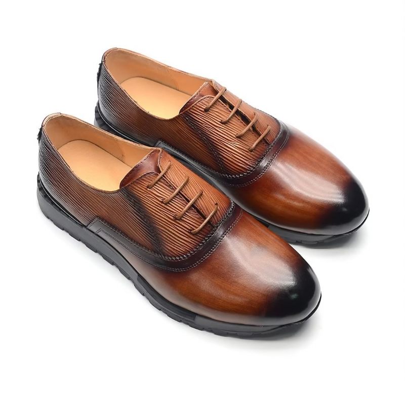 Męskie Buty Na Co Dzień Eleganckie Skórzane Sznurowane Urbanite - Brązowy