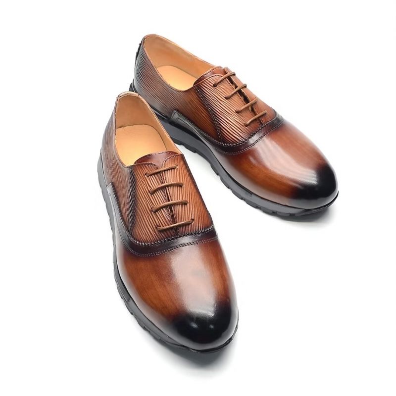Męskie Buty Na Co Dzień Eleganckie Skórzane Sznurowane Urbanite - Brązowy