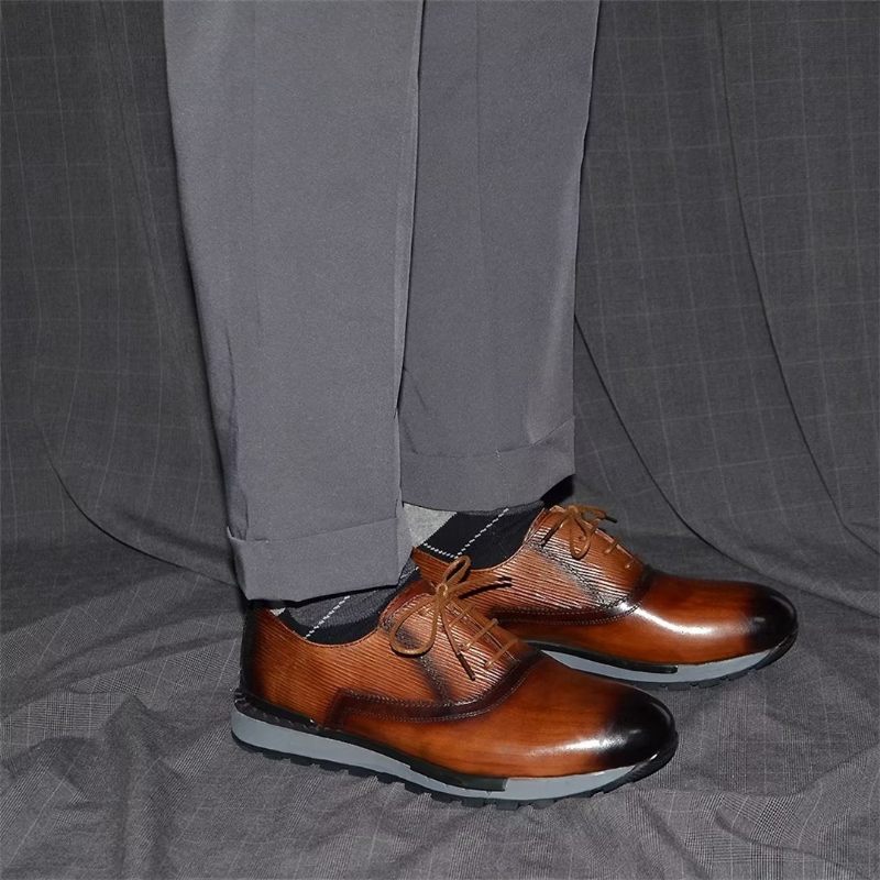 Męskie Buty Na Co Dzień Eleganckie Skórzane Sznurowane Urbanite - Brązowy