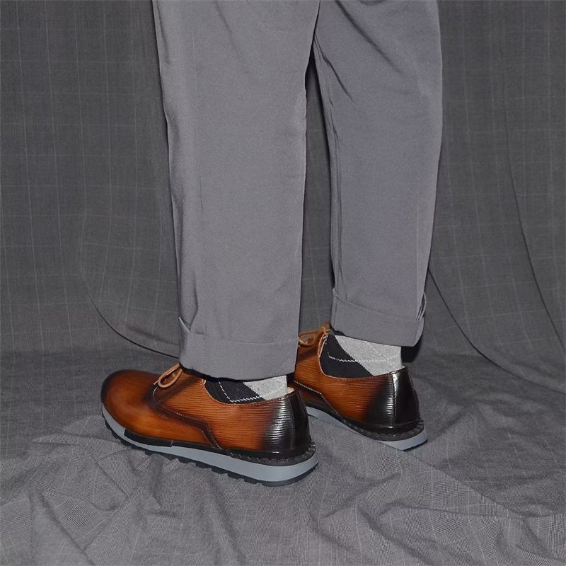 Męskie Buty Na Co Dzień Eleganckie Skórzane Sznurowane Urbanite - Brązowy