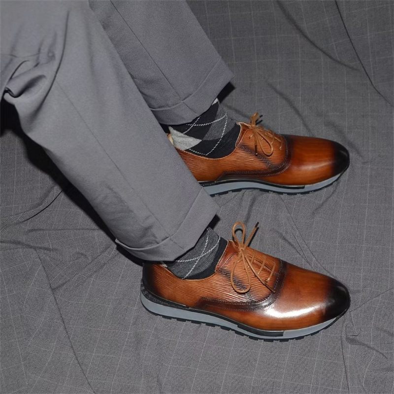 Męskie Buty Na Co Dzień Eleganckie Skórzane Sznurowane Urbanite - Brązowy
