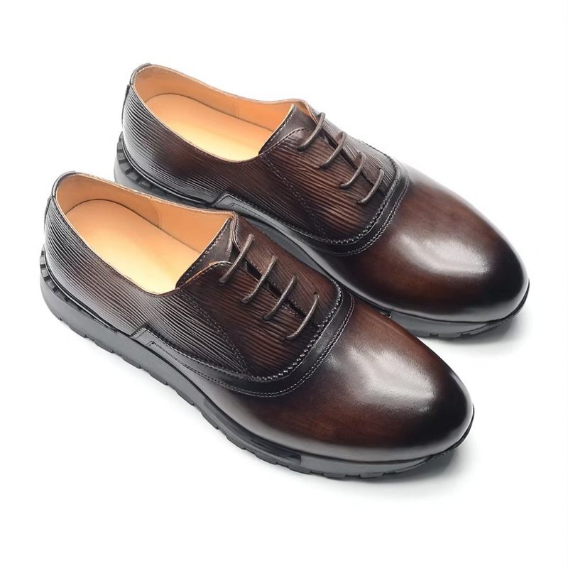 Męskie Buty Na Co Dzień Eleganckie Skórzane Sznurowane Urbanite - Kawowy