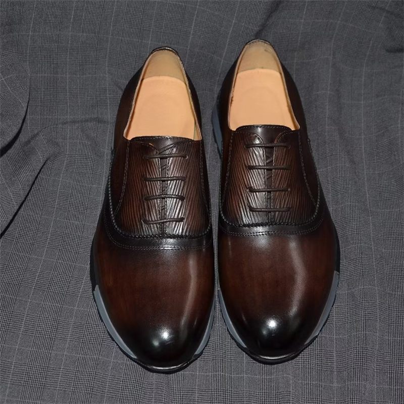 Męskie Buty Na Co Dzień Eleganckie Skórzane Sznurowane Urbanite - Kawowy
