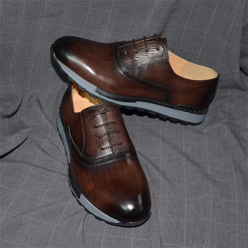 Męskie Buty Na Co Dzień Eleganckie Skórzane Sznurowane Urbanite - Kawowy