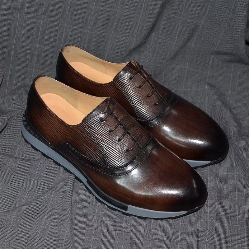 Męskie Buty Na Co Dzień Eleganckie Skórzane Sznurowane Urbanite - Kawowy