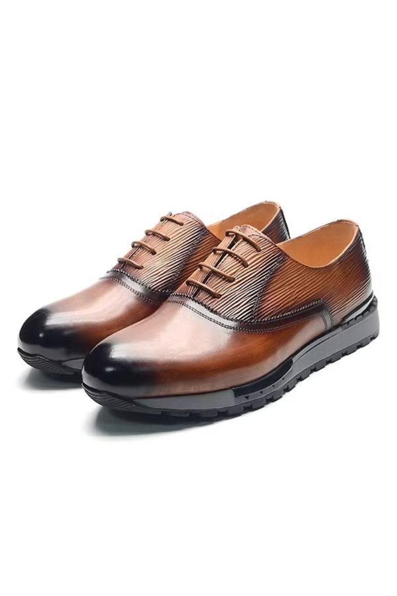 Męskie Buty Na Co Dzień Eleganckie Skórzane Sznurowane Urbanite - Brązowy