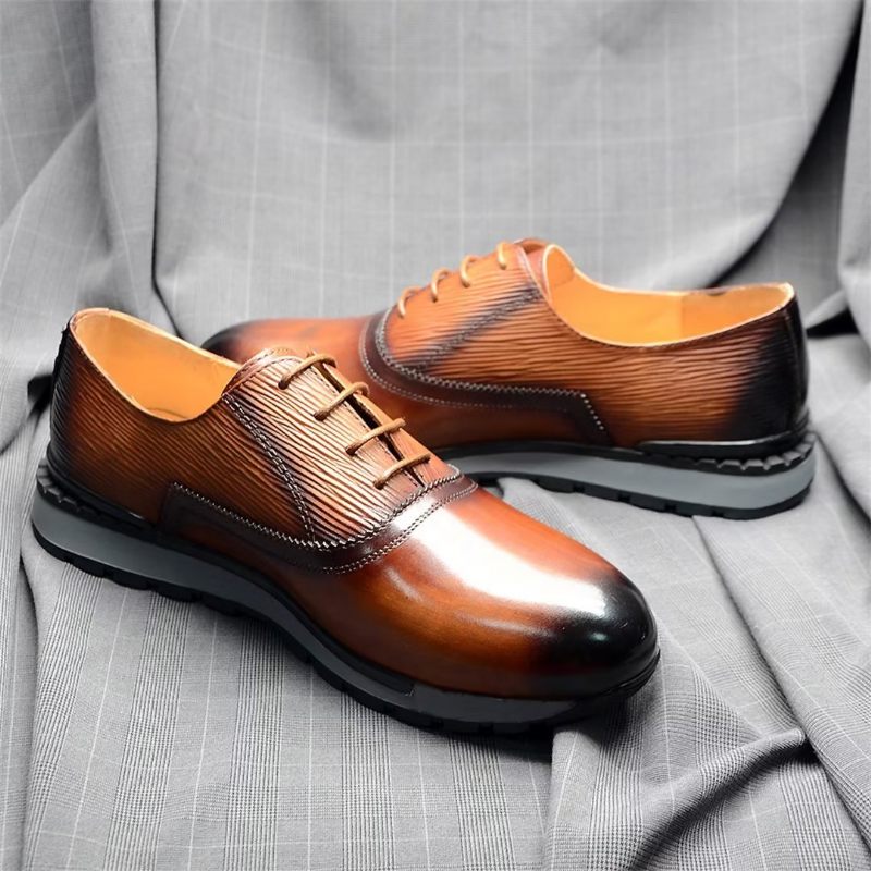 Męskie Buty Na Co Dzień Eleganckie Skórzane Sznurowane Urbanite - Brązowy