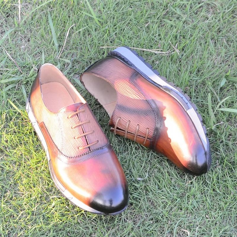 Męskie Buty Na Co Dzień Eleganckie Skórzane Sznurowane Urbanite - Brązowy
