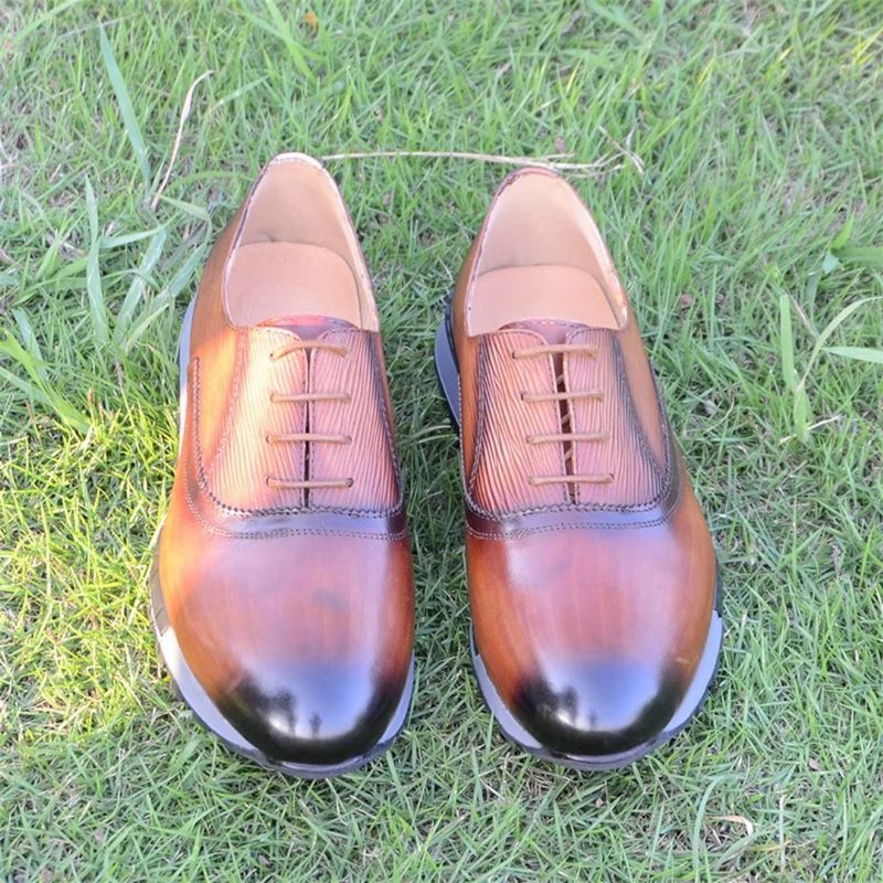 Męskie Buty Na Co Dzień Eleganckie Skórzane Sznurowane Urbanite - Brązowy