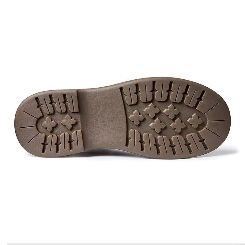 Męskie Buty Na Co Dzień Eleganckie Sznurowane Z Okrągłymi Noskami - Kawowy