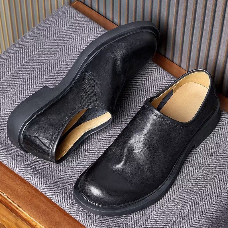 Męskie Buty Na Co Dzień Eleganckie Wsuwane Z Okrągłym Noskiem - Czarna