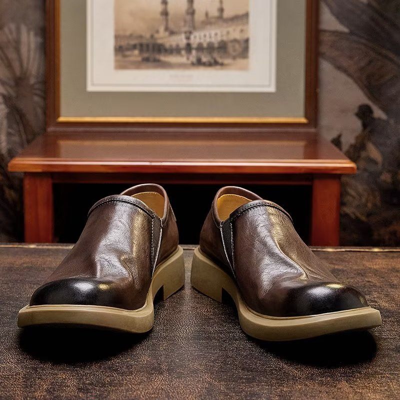 Męskie Buty Na Co Dzień Eleganckie Wsuwane Z Okrągłym Noskiem - Kawa