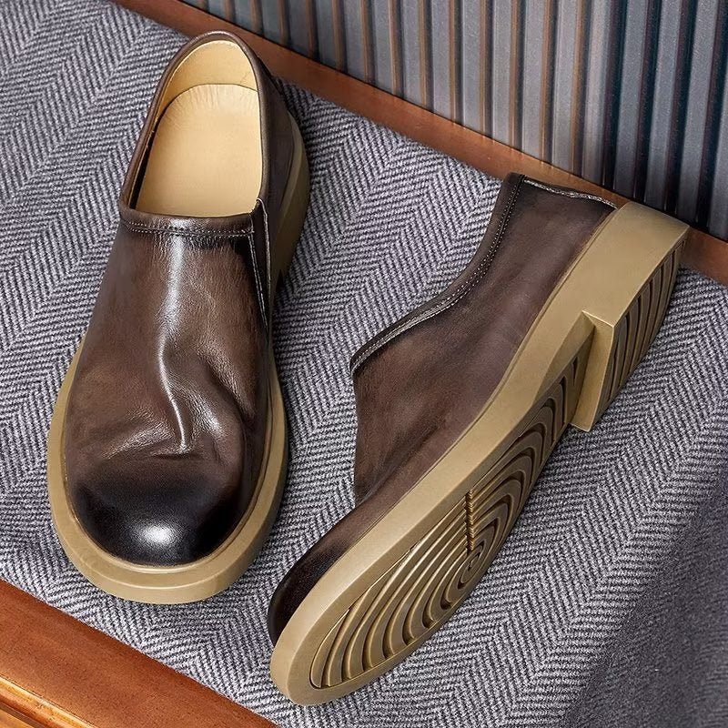Męskie Buty Na Co Dzień Eleganckie Wsuwane Z Okrągłym Noskiem - Kawa