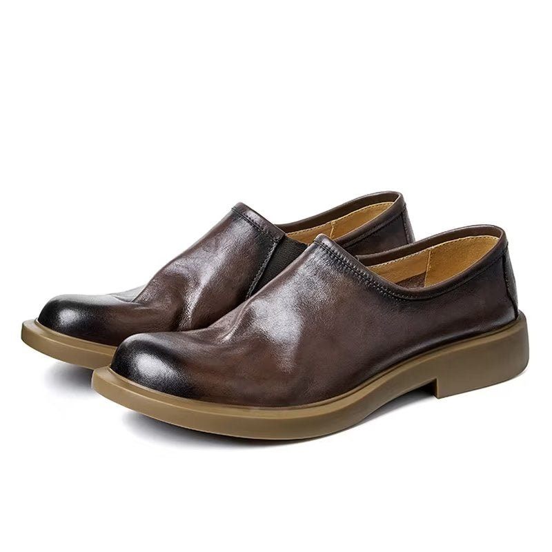 Męskie Buty Na Co Dzień Eleganckie Wsuwane Z Okrągłym Noskiem - Kawa