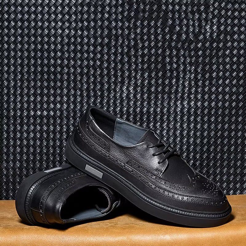 Męskie Buty Na Co Dzień Luksusowe Skórzane Sznurowane - Czarna
