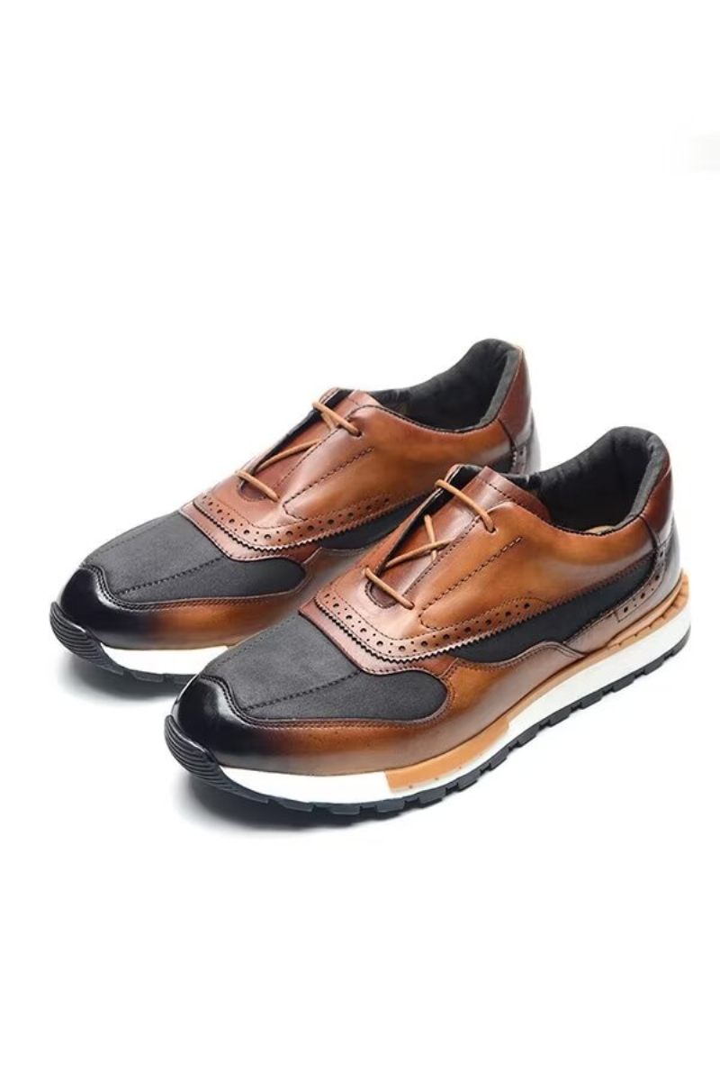 Męskie Buty Na Co Dzień Wszechstronne Eleganckie Skórzane Sznurowane - Brązowy