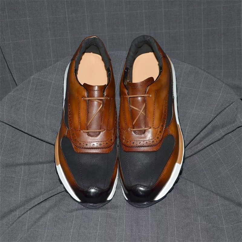 Męskie Buty Na Co Dzień Wszechstronne Eleganckie Skórzane Sznurowane - Brązowy