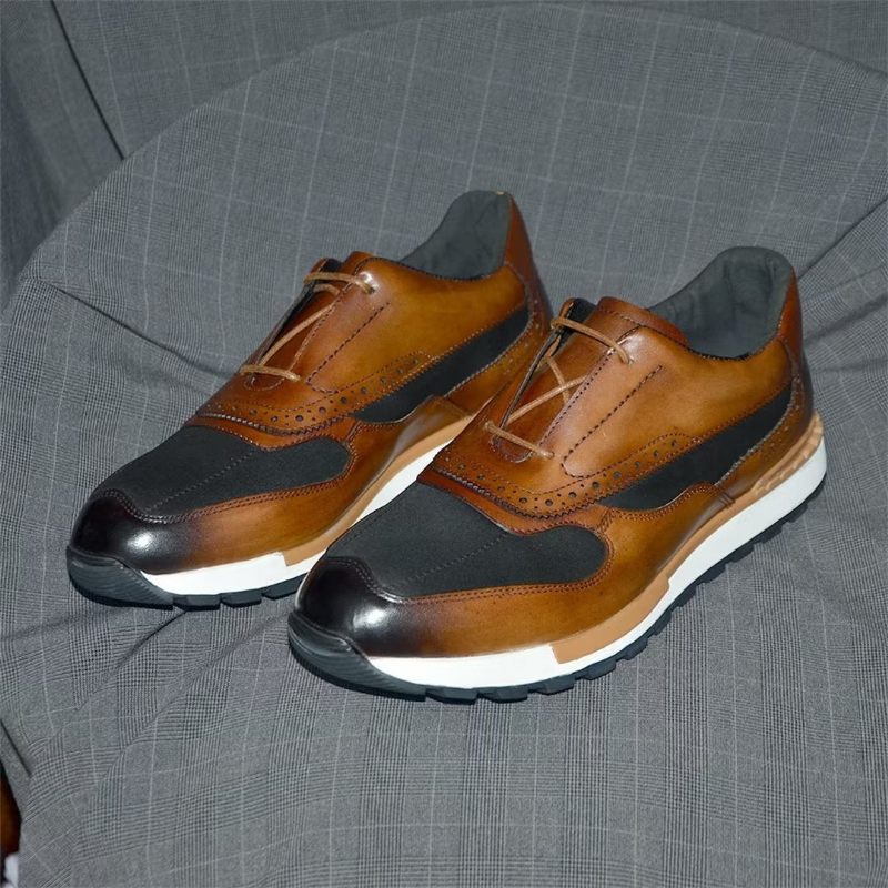 Męskie Buty Na Co Dzień Wszechstronne Eleganckie Skórzane Sznurowane - Brązowy