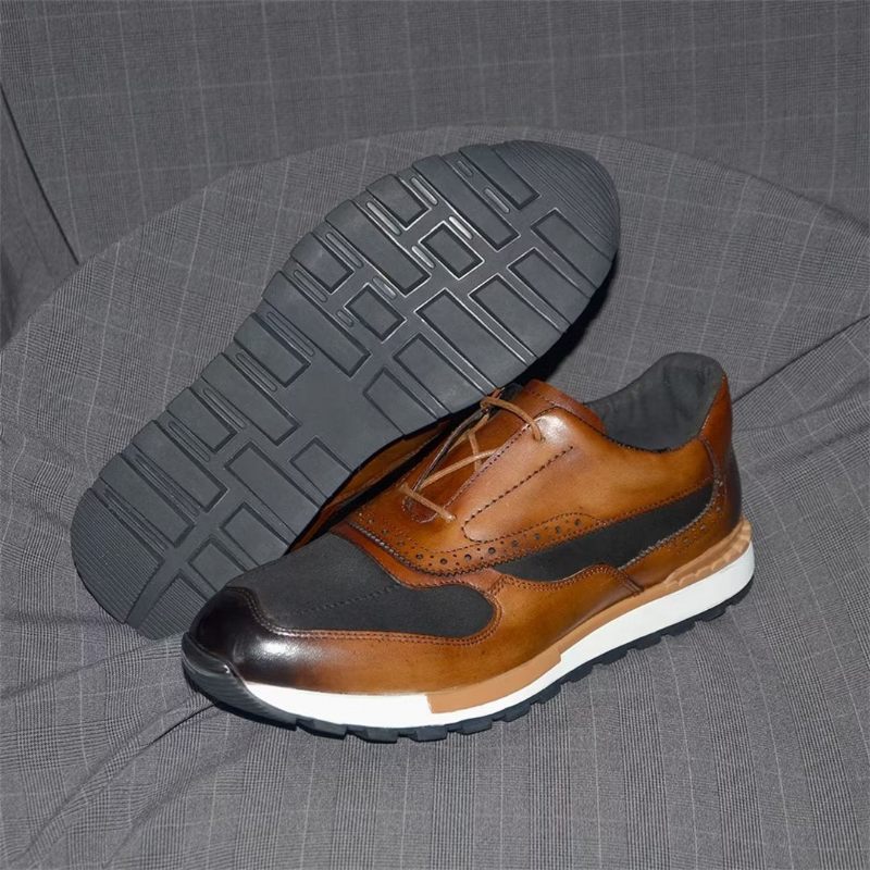 Męskie Buty Na Co Dzień Wszechstronne Eleganckie Skórzane Sznurowane - Brązowy