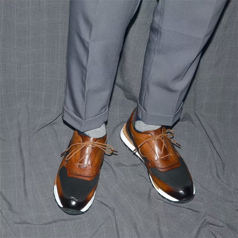 Męskie Buty Na Co Dzień Wszechstronne Eleganckie Skórzane Sznurowane - Brązowy