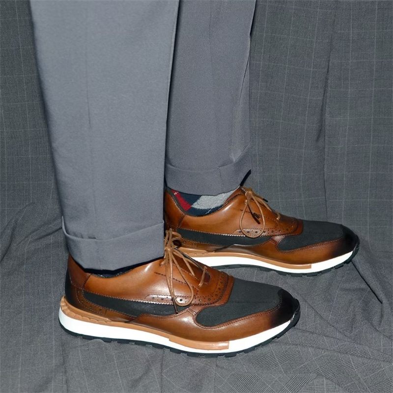 Męskie Buty Na Co Dzień Wszechstronne Eleganckie Skórzane Sznurowane - Brązowy