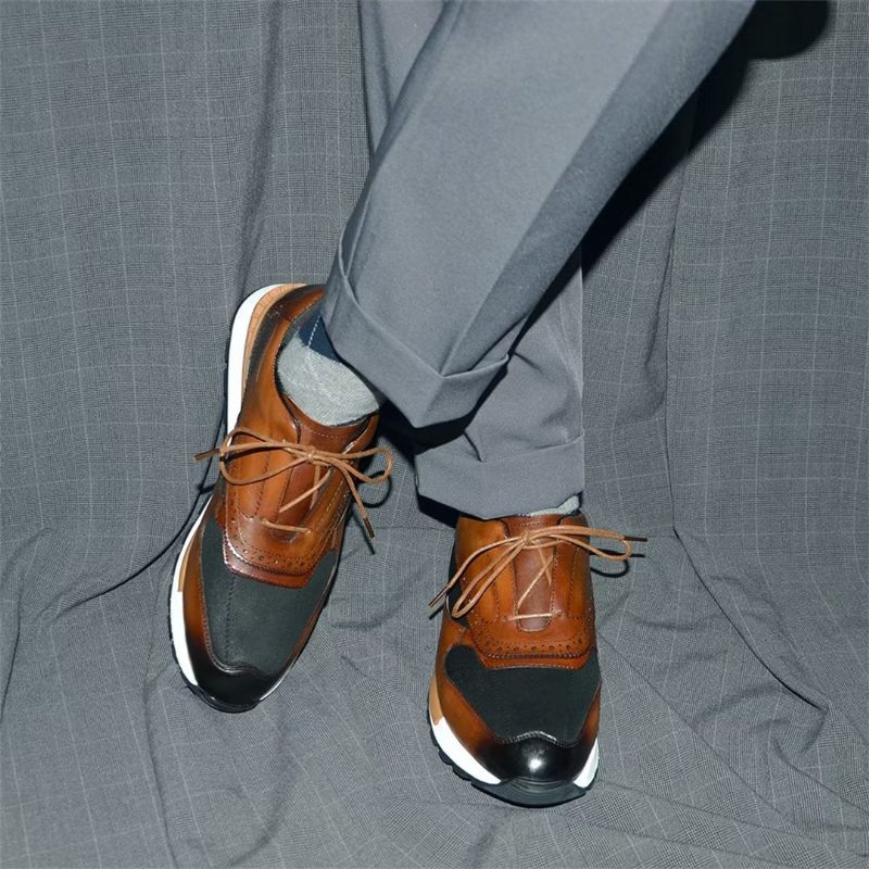 Męskie Buty Na Co Dzień Wszechstronne Eleganckie Skórzane Sznurowane - Brązowy