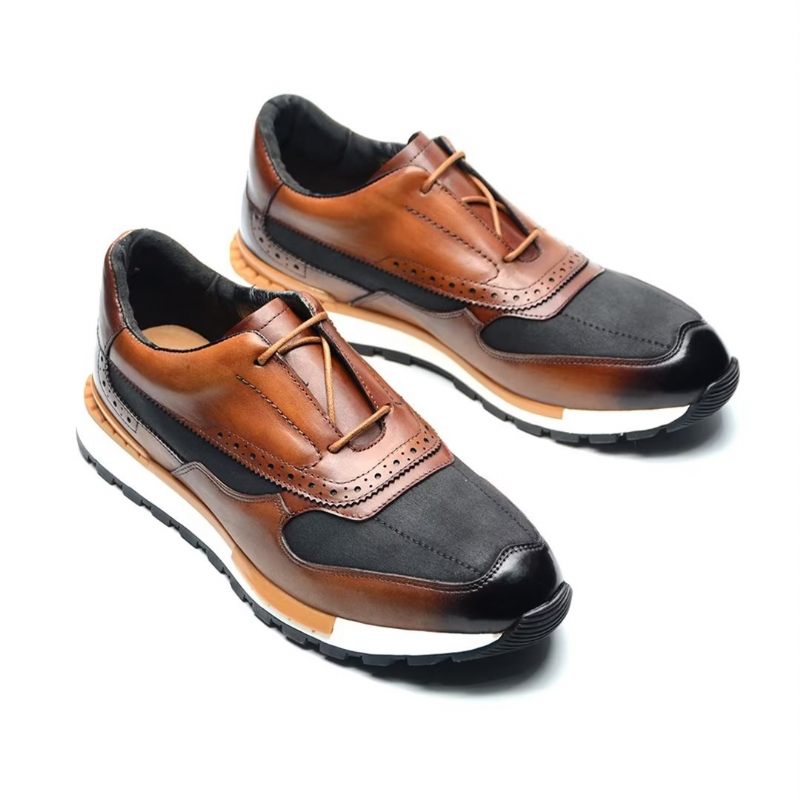 Męskie Buty Na Co Dzień Wszechstronne Eleganckie Skórzane Sznurowane - Brązowy