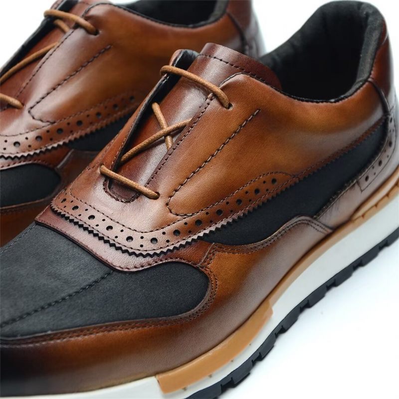 Męskie Buty Na Co Dzień Wszechstronne Eleganckie Skórzane Sznurowane - Brązowy