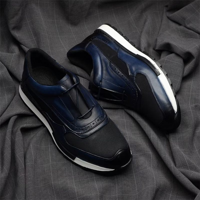 Męskie Buty Na Co Dzień Wszechstronne Eleganckie Skórzane Sznurowane - Niebieski