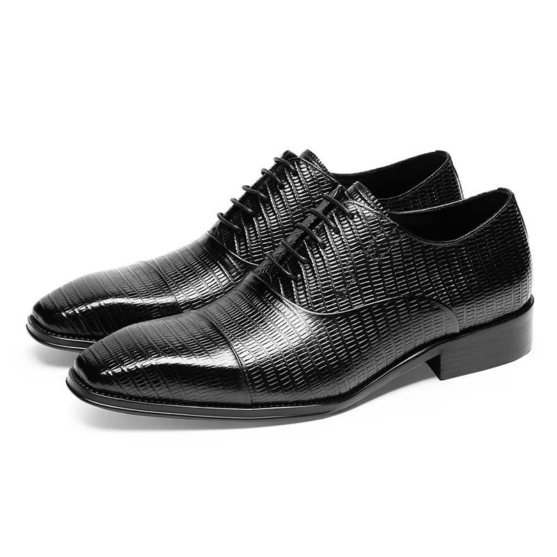 Męskie Buty Wizytowe Bogate Oxford Exotica - Czarna