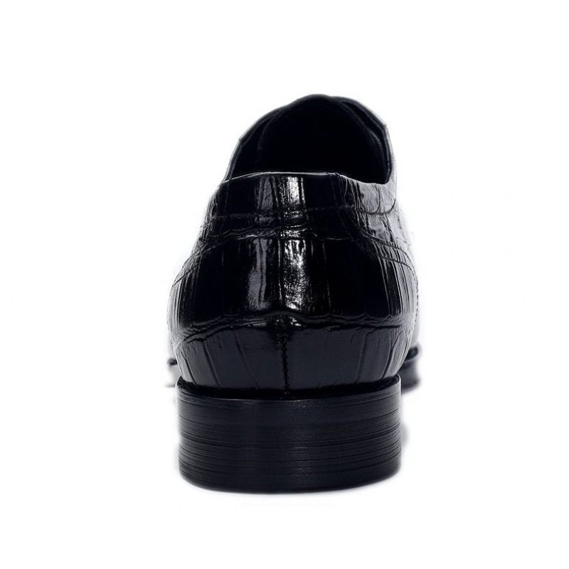 Męskie Buty Wizytowe Crocdress Luksusowe Formalne Oxford W Krokodylowy Wzór - Czarny