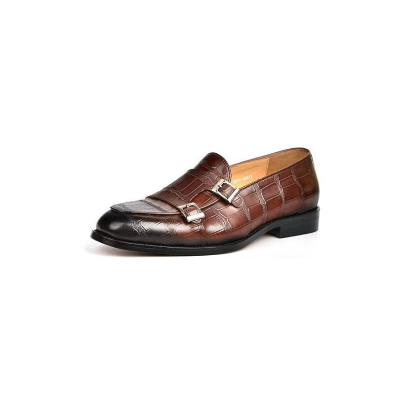 Męskie Buty Wizytowe Egzotyczna Tekstura Modne Typu Monkstrap - Kawa