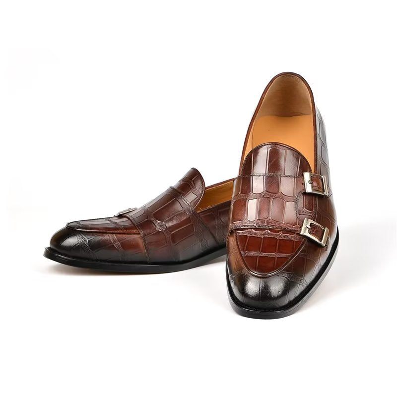 Męskie Buty Wizytowe Egzotyczna Tekstura Modne Typu Monkstrap - Kawa