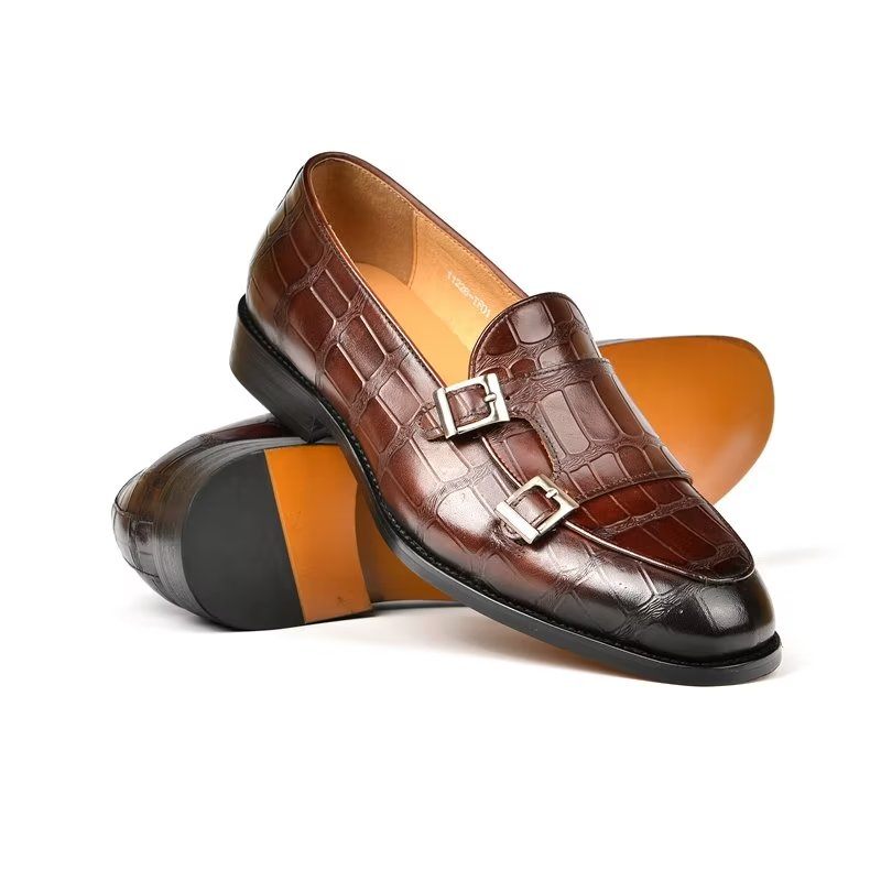 Męskie Buty Wizytowe Egzotyczna Tekstura Modne Typu Monkstrap - Kawa
