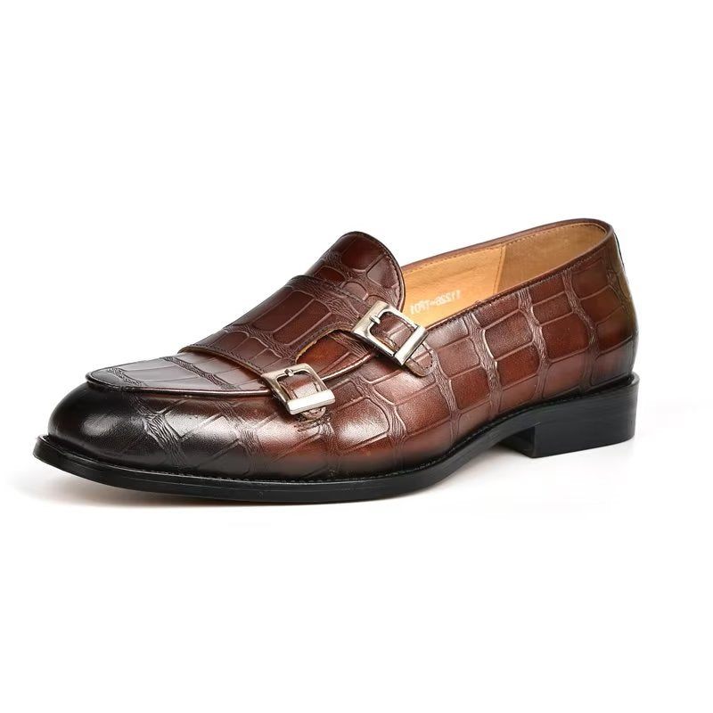 Męskie Buty Wizytowe Egzotyczna Tekstura Modne Typu Monkstrap - Kawa