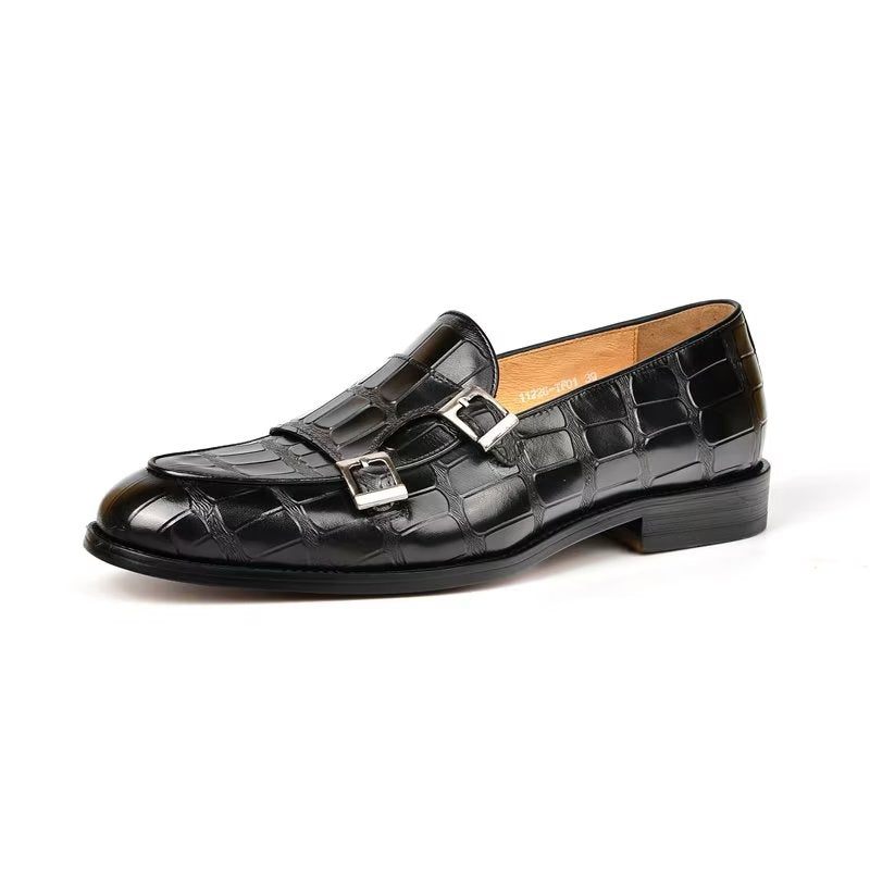 Męskie Buty Wizytowe Egzotyczna Tekstura Modne Typu Monkstrap - Czarna