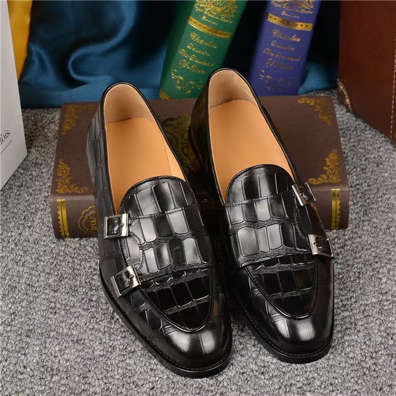 Męskie Buty Wizytowe Egzotyczna Tekstura Modne Typu Monkstrap - Czarna