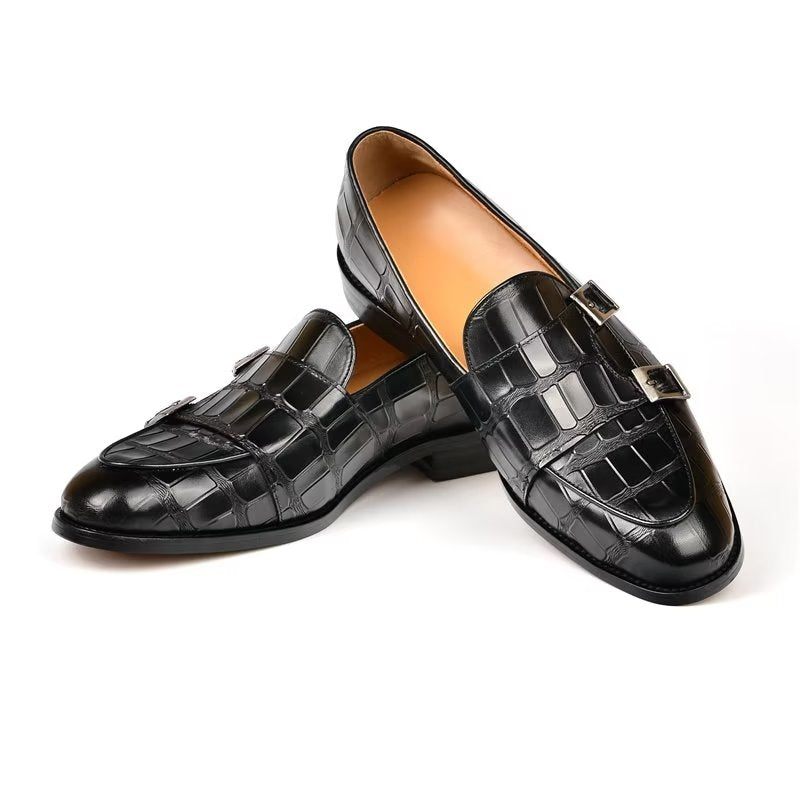Męskie Buty Wizytowe Egzotyczna Tekstura Modne Typu Monkstrap - Czarna