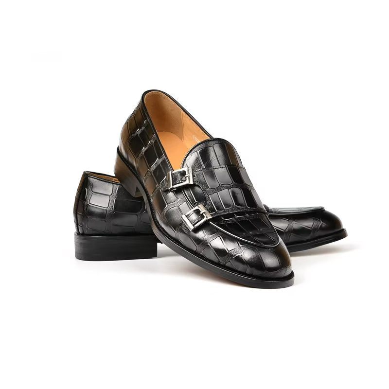 Męskie Buty Wizytowe Egzotyczna Tekstura Modne Typu Monkstrap - Czarna