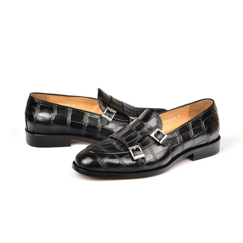 Męskie Buty Wizytowe Egzotyczna Tekstura Modne Typu Monkstrap - Czarna