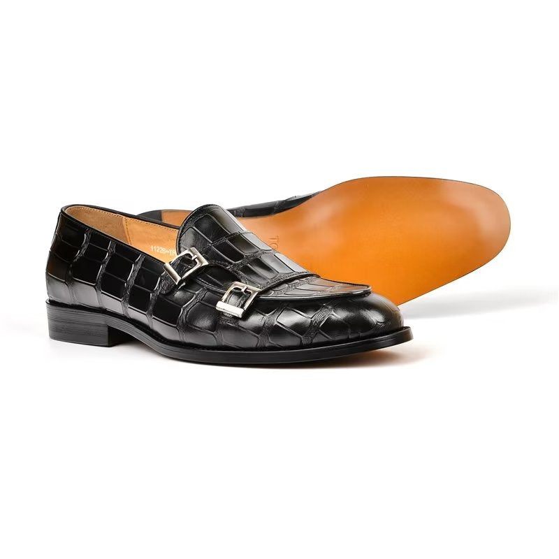 Męskie Buty Wizytowe Egzotyczna Tekstura Modne Typu Monkstrap - Czarna