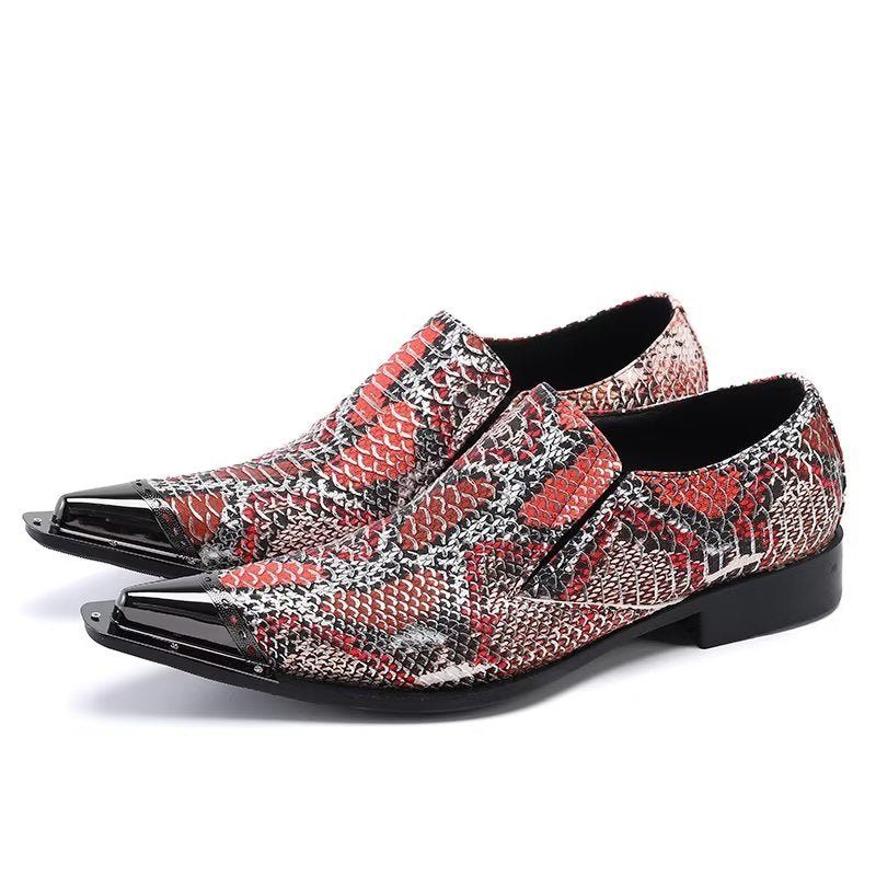 Męskie Buty Wizytowe Egzotyczne Luksusowe Wsuwane Skórzane Eleganckie - Wielokolorowy