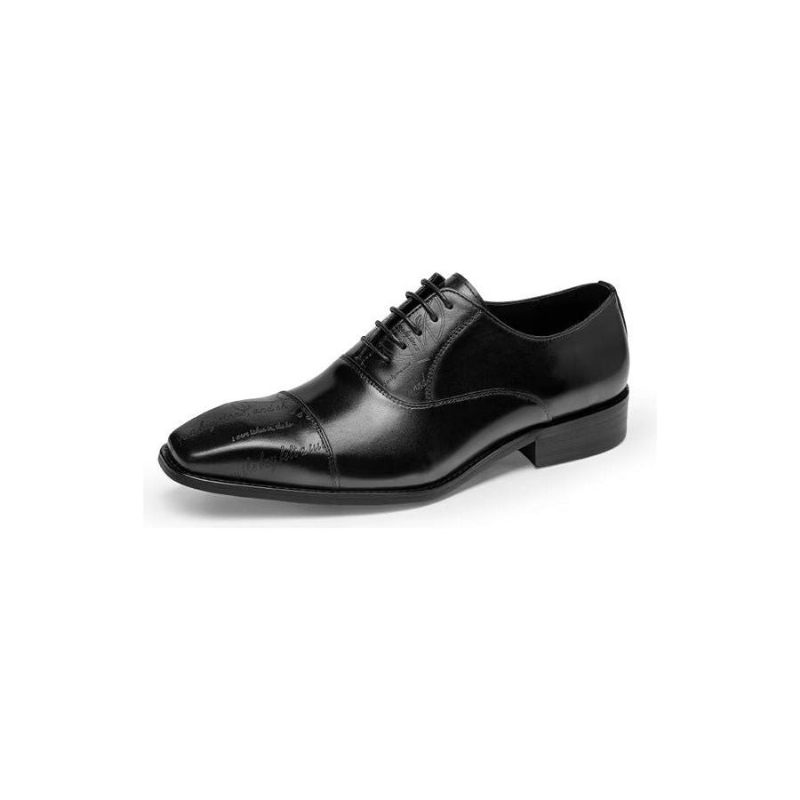 Męskie Buty Wizytowe Egzotyczne Oxford Ze Skóry Bydlęcej - Czarna