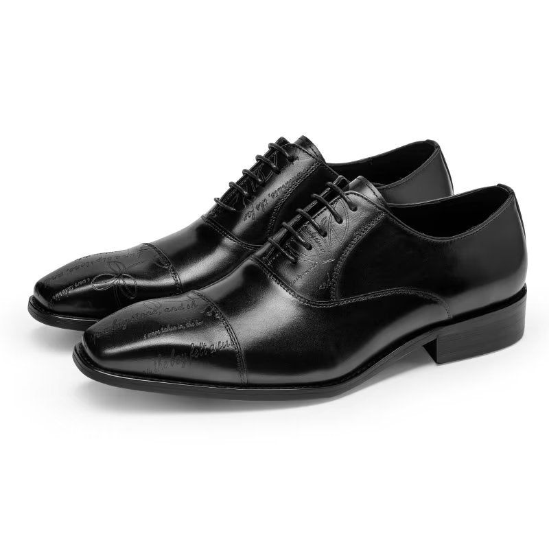 Męskie Buty Wizytowe Egzotyczne Oxford Ze Skóry Bydlęcej - Czarna