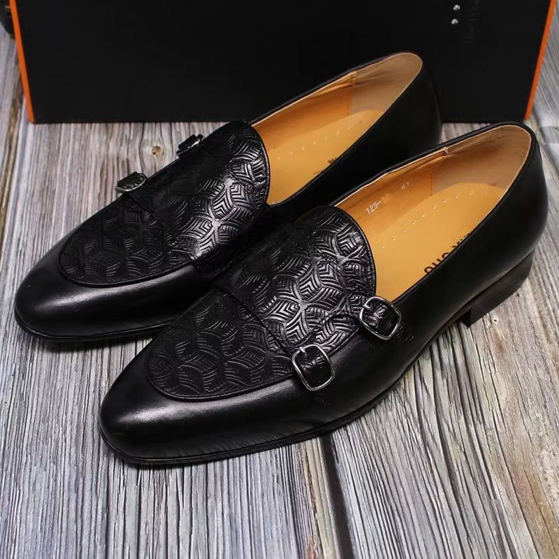 Męskie Buty Wizytowe Egzotyczne Typu Monkstrap - Czarny