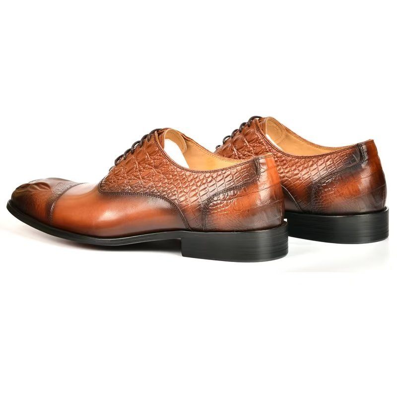 Męskie Buty Wizytowe Elegancja Oksfordy O Fakturze Krokodyla - Brązowy