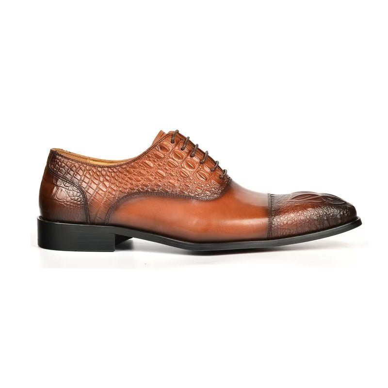 Męskie Buty Wizytowe Elegancja Oksfordy O Fakturze Krokodyla - Brązowy